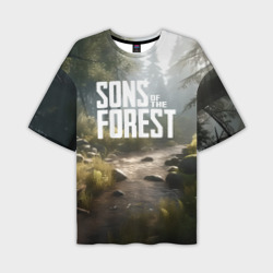 Мужская футболка oversize 3D Sons of the forest - ручей