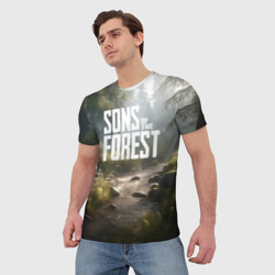 Мужская футболка 3D Sons of the forest - ручей - фото 2