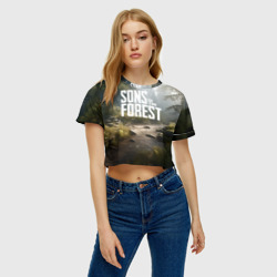 Женская футболка Crop-top 3D Sons of the forest - ручей - фото 2