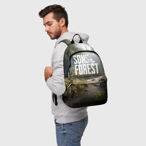 Рюкзак 3D с принтом Sons of the forest - ручей, фото на моделе #1