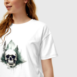 Женская футболка хлопок Oversize Череп в лесу - фото 2