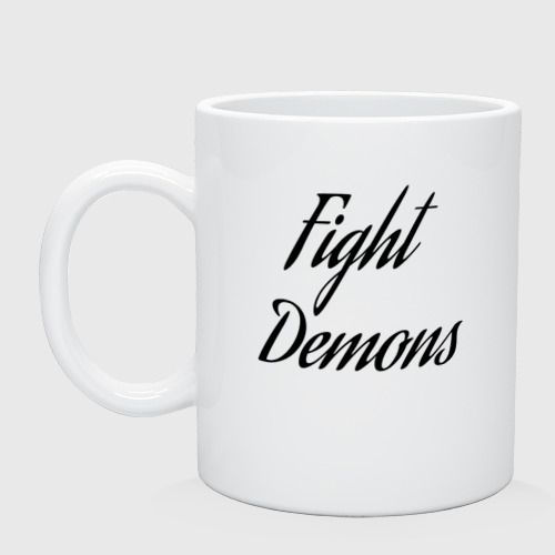 Кружка керамическая с принтом Fight demons, вид спереди №1