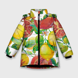Лимоны и гранаты – Зимняя куртка для девочек 3D с принтом купить