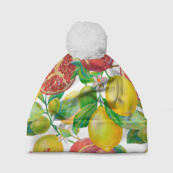 Лимоны и гранаты – Шапка 3D c помпоном с принтом купить