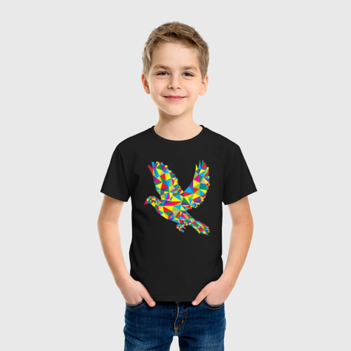 Детская футболка хлопок Разноцветная птичка, цвет черный - фото 3