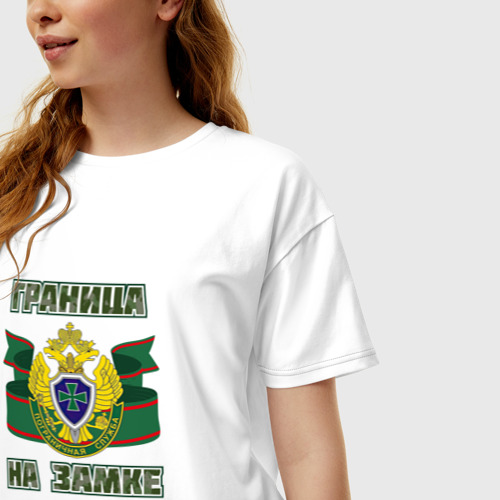 Женская футболка хлопок Oversize Граница на замке День пограничника, цвет белый - фото 3
