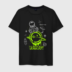 Мужская футболка хлопок Сидящий космонавт