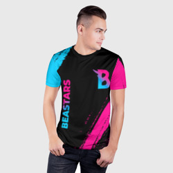 Мужская футболка 3D Slim Beastars - neon gradient: надпись, символ - фото 2