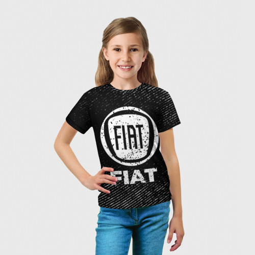 Детская футболка 3D Fiat с потертостями на темном фоне, цвет 3D печать - фото 5