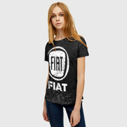 Женская футболка 3D Fiat с потертостями на темном фоне - фото 2