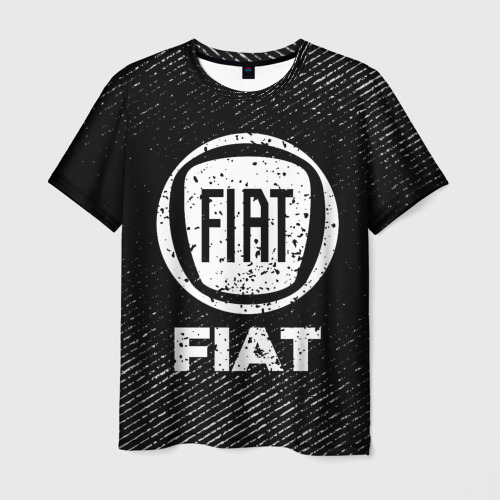 Мужская футболка 3D Fiat с потертостями на темном фоне, цвет 3D печать