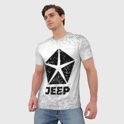 Мужская футболка 3D Jeep с потертостями на светлом фоне - фото 2