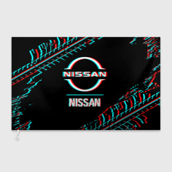 Флаг 3D Значок Nissan в стиле glitch на темном фоне
