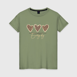Женская футболка хлопок Леопардовое сердце