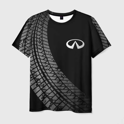 Мужская футболка с принтом Infiniti tire tracks, вид спереди №1