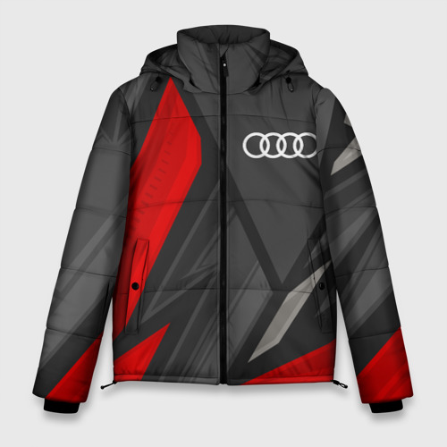 Мужская зимняя куртка 3D с принтом Audi sports racing, вид спереди #2
