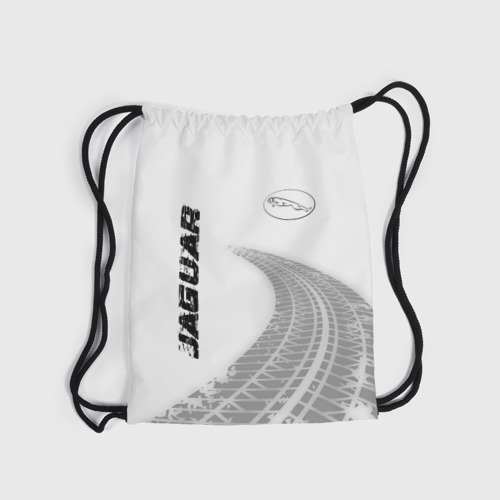 Рюкзак-мешок 3D Jaguar Speed на светлом фоне со следами шин: надпись, символ - фото 6