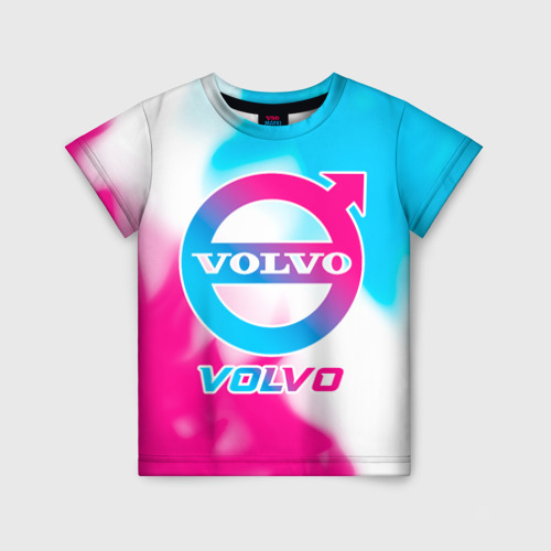 Детская футболка 3D Volvo neon gradient style, цвет 3D печать