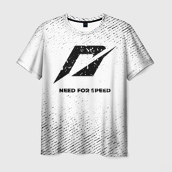 Мужская футболка 3D Need for Speed с потертостями на светлом фоне