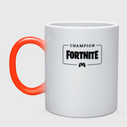 Кружка хамелеон Fortnite gaming champion: рамка с лого и джойстиком