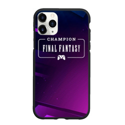Чехол для iPhone 11 Pro Max матовый Final Fantasy gaming champion: рамка с лого и джойстиком на неоновом фоне