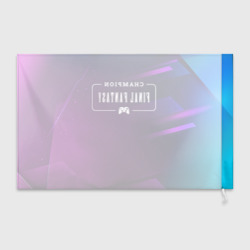 Флаг 3D Final Fantasy gaming champion: рамка с лого и джойстиком на неоновом фоне - фото 2