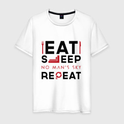 Мужская футболка хлопок Надпись: eat sleep No Man's Sky repeat