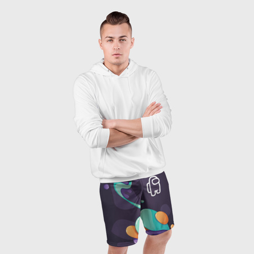 Мужские шорты спортивные с принтом Among Us graffity splash, фото #4