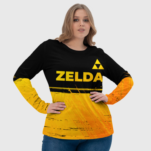 Женский лонгслив 3D Zelda - gold gradient: символ сверху, цвет 3D печать - фото 6