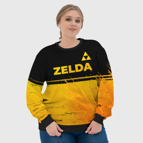 Женский свитшот 3D Zelda - gold gradient: символ сверху, цвет 3D печать - фото 6