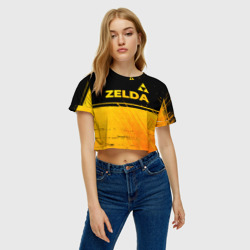 Женская футболка Crop-top 3D Zelda - gold gradient: символ сверху - фото 2