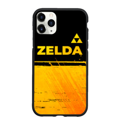 Чехол для iPhone 11 Pro Max матовый Zelda - gold gradient: символ сверху