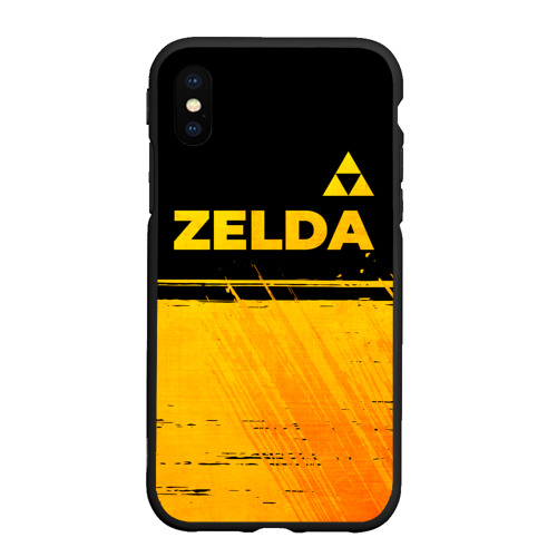 Чехол для iPhone XS Max матовый Zelda - gold gradient: символ сверху