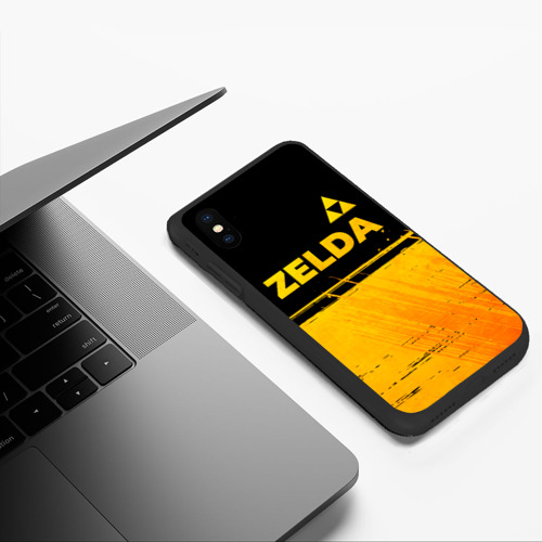 Чехол для iPhone XS Max матовый Zelda - gold gradient: символ сверху - фото 5