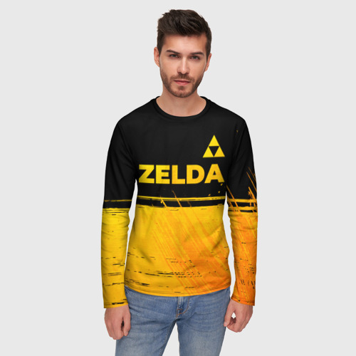 Мужской лонгслив 3D Zelda - gold gradient: символ сверху, цвет 3D печать - фото 3