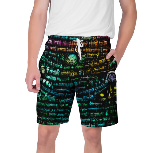 Мужские шорты 3D с принтом Символы психоделика - нейронная сеть, вид спереди #2