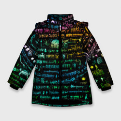 Зимняя куртка для девочек 3D Символы психоделика - нейронная сеть