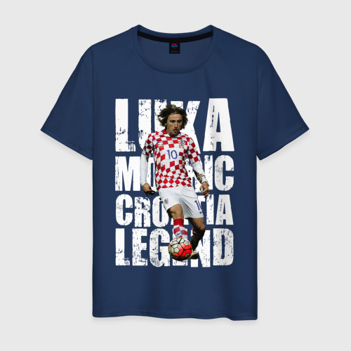 Мужская футболка из хлопка с принтом Лука Модрич Хорватия, вид спереди №1