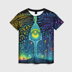 Женская футболка 3D Психоделика разноцветная - нейронная сеть