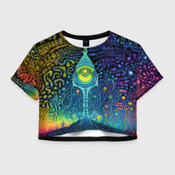 Женская футболка Crop-top 3D Психоделика разноцветная - нейронная сеть