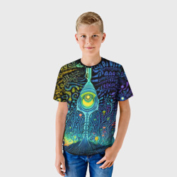 Детская футболка 3D Психоделика разноцветная - нейронная сеть - фото 2