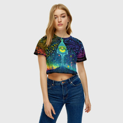 Женская футболка Crop-top 3D Психоделика разноцветная - нейронная сеть - фото 2