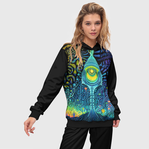 Женский костюм с толстовкой 3D Психоделика разноцветная - нейронная сеть, цвет черный - фото 3