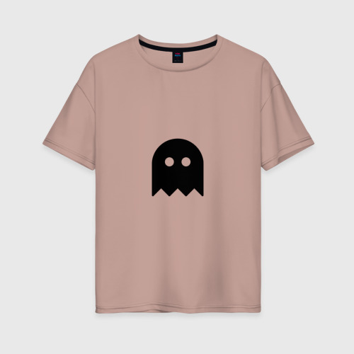 Женская футболка хлопок Oversize с принтом Маленькое черное привидение, вид спереди #2