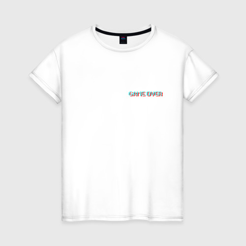 Женская футболка из хлопка с принтом Glitch game over - мини, вид спереди №1