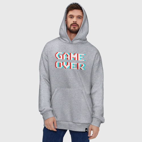 Худи SuperOversize хлопок Пиксельный глитч game over, цвет меланж - фото 5