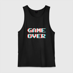 Мужская майка хлопок Пиксельный глитч game over