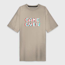 Платье-футболка хлопок Пиксельный глитч game over