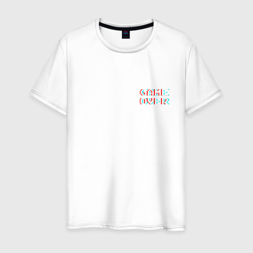 Мужская футболка хлопок Пиксельный глитч game over - мини, цвет белый
