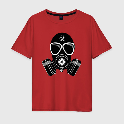 Мужская футболка хлопок Oversize Противокислотный шлем, цвет красный